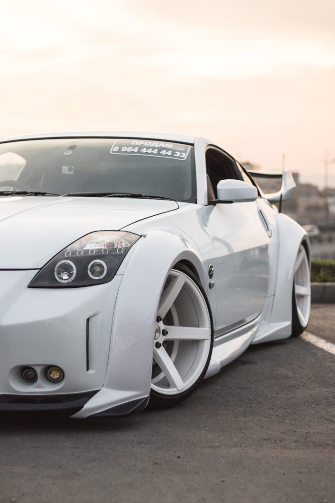 front view of a white sports car
