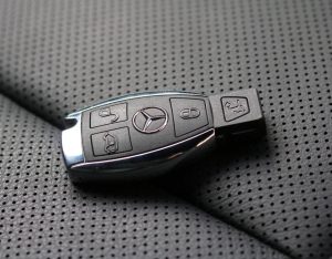 Mercedes car keys on car seat