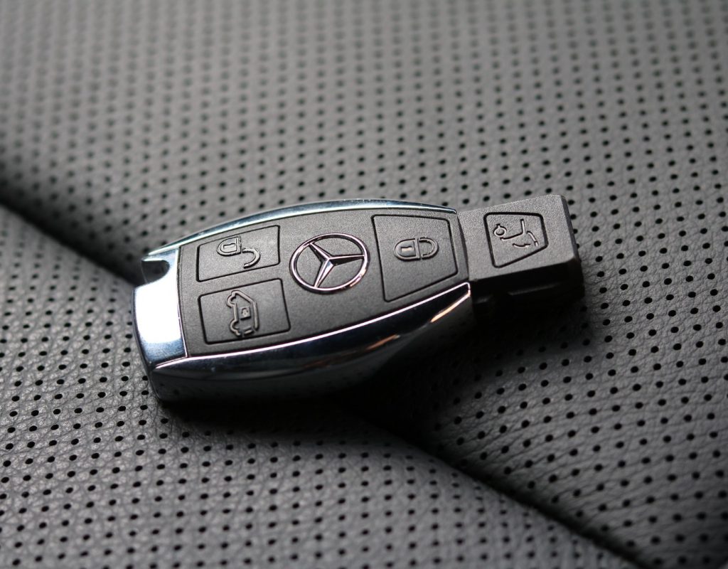 Mercedes car keys on car seat